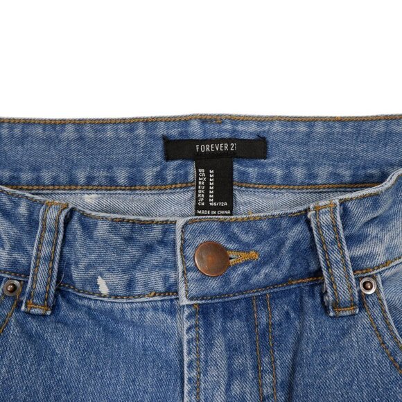 Forever 21 Boyfriend Jeans Size M Distressed Bleached Cotton Measures 31 x 27 - Picture 8 of 10